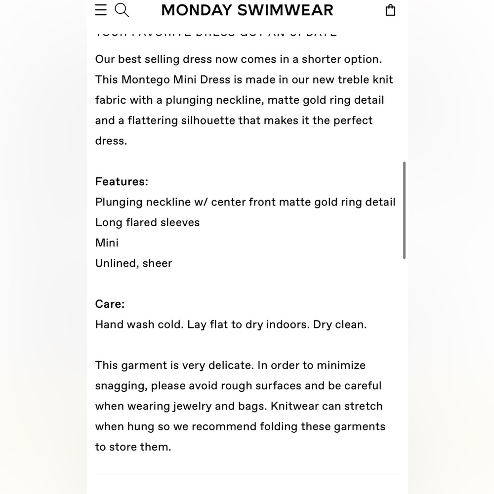NWT! Monday Swimwear Montego Mini Dress - Picture 4 of 12